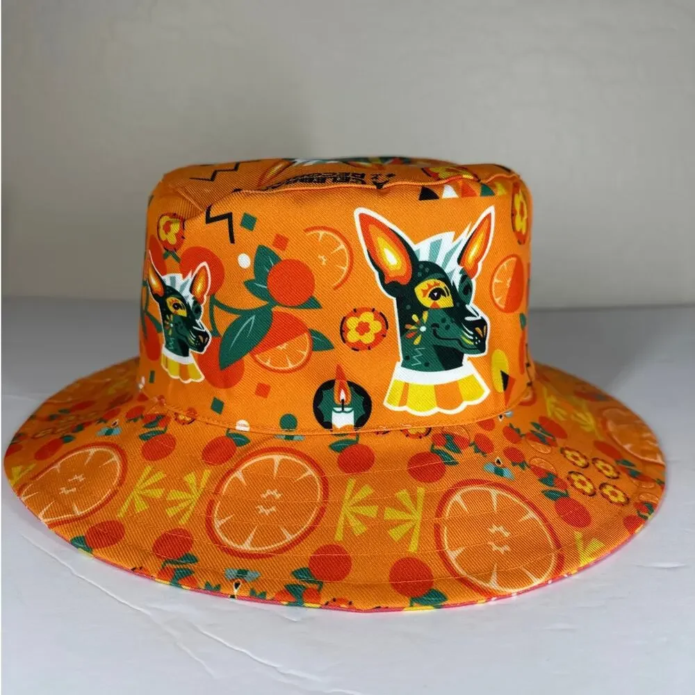 Orange Crush Reversible Bucket Hat Two Sided Unisex Quirky Fisherman Colorful